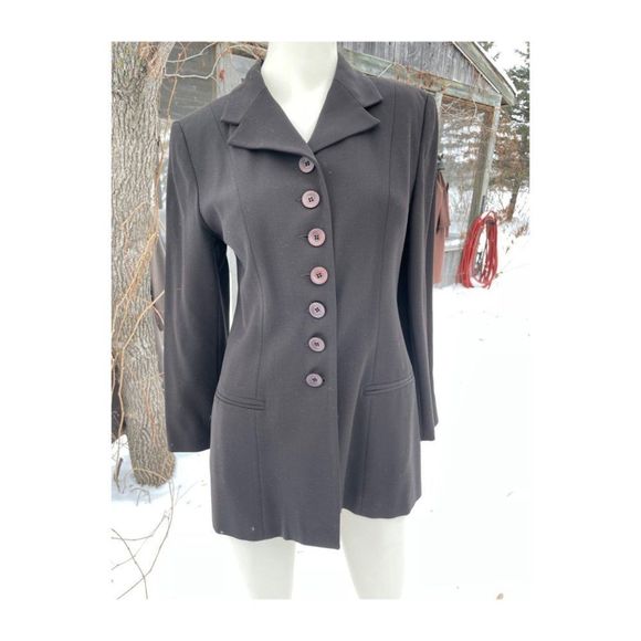 90s Wear Else Blazer Vancouver Longline Single Breast Notched Blazer Sz 6 - Picture 1 of 11